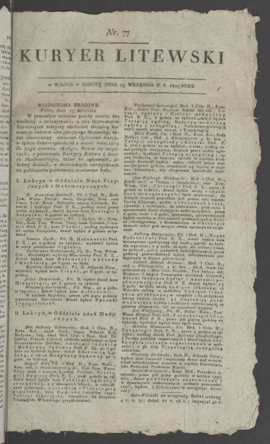 Kuryer Litewski. 1815, numer&nbsp;77