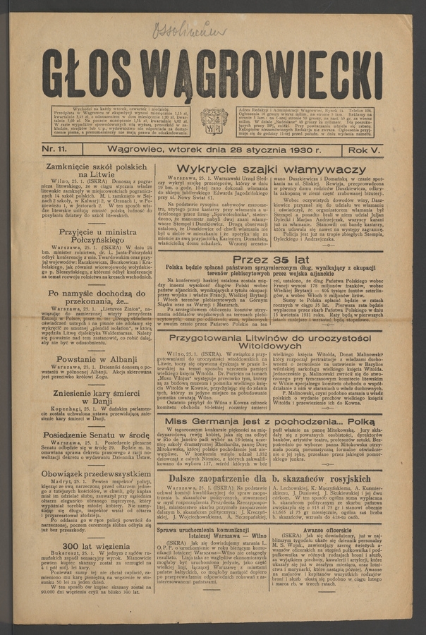 Głos Wągrowiecki. Rok 5, 1930, numer 11