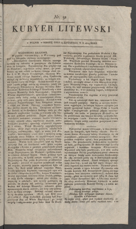 Kuryer Litewski. 1815, numer 91