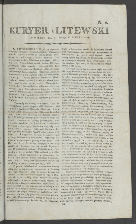 Kuryer Litewski. 1808, numero&nbsp;11