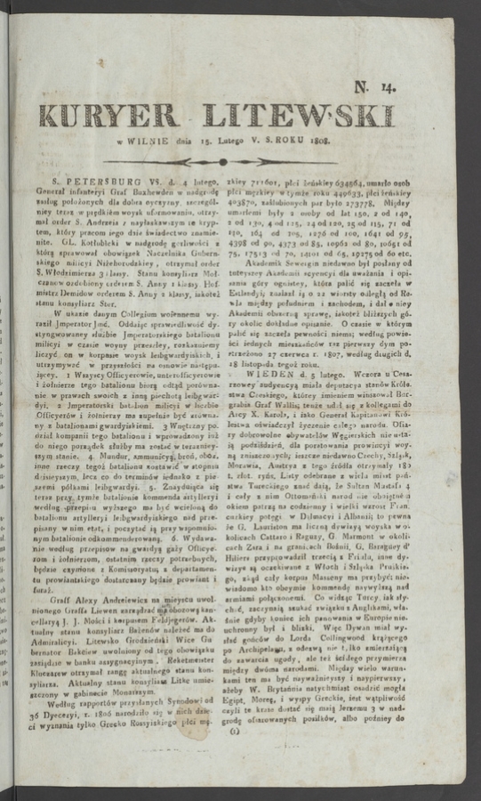 Kuryer Litewski. 1808, numero&nbsp;14