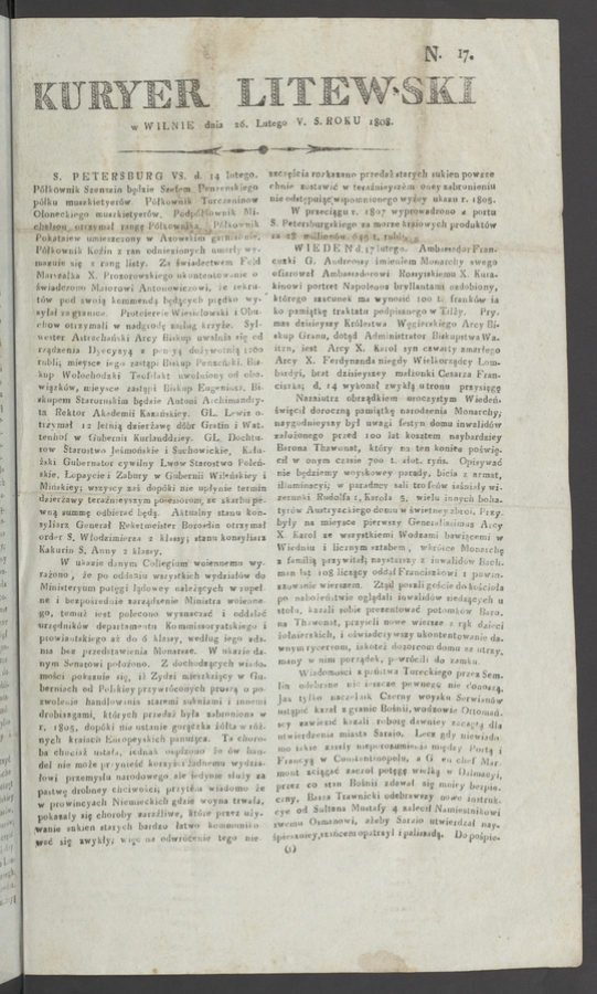 Kuryer Litewski. 1808, numero&nbsp;17