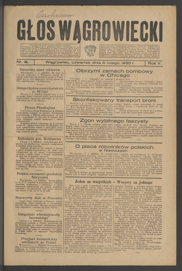 Głos Wągrowiecki. Rok&nbsp;5, 1930, numer&nbsp;15