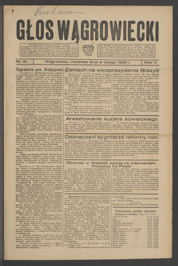 Głos Wągrowiecki. Rok 5, 1930, numer 16