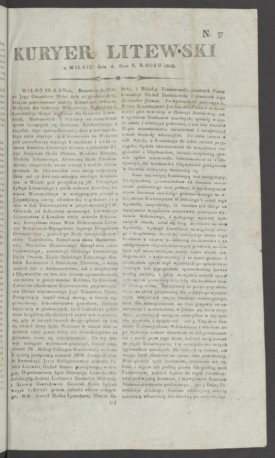 Kuryer Litewski. 1808, numero&nbsp;37