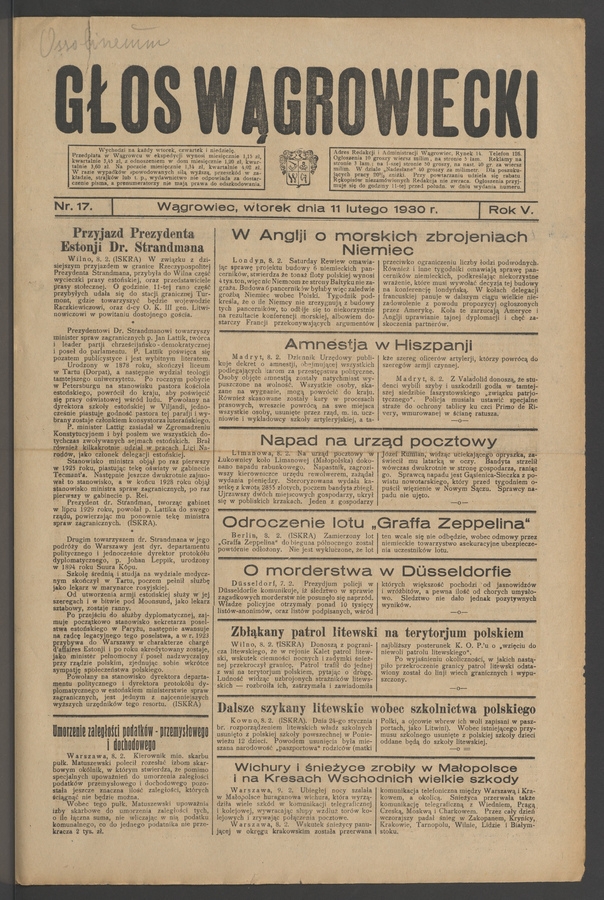 Głos Wągrowiecki. Rok 5, 1930, numer 17