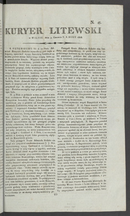 Kuryer Litewski. 1808, numero&nbsp;45