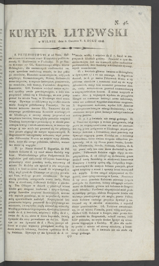 Kuryer Litewski. 1808, numero&nbsp;46