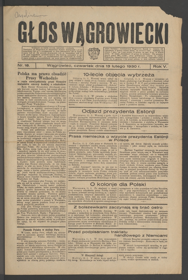 Głos Wągrowiecki. Rok 5, 1930, numer 18