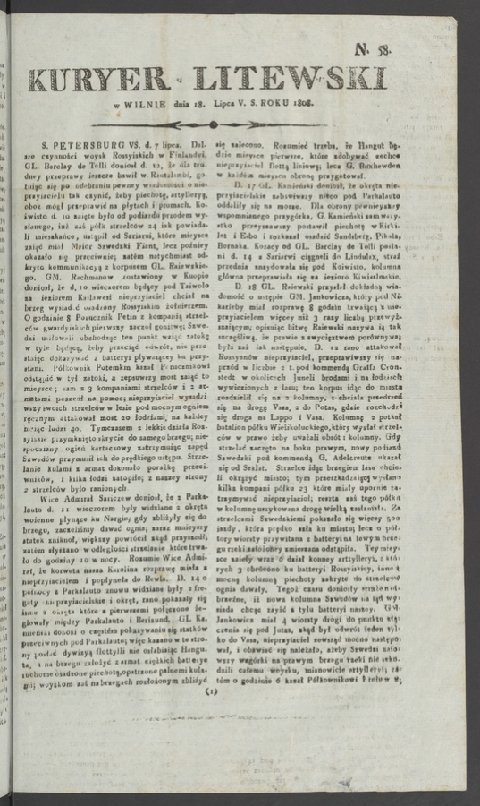 Kuryer Litewski. 1808, numero&nbsp;58