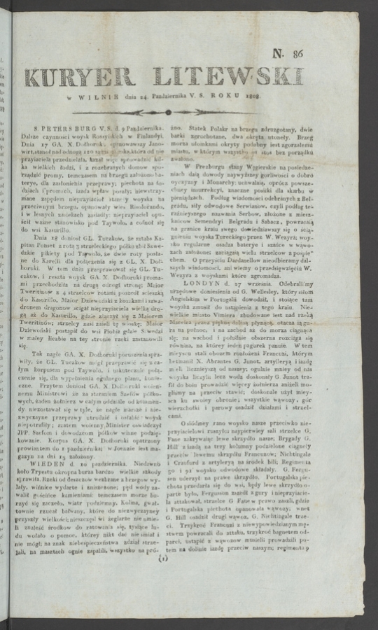 Kuryer Litewski. 1808, numero&nbsp;86