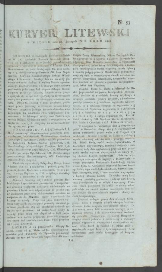 Kuryer Litewski. 1808, numero&nbsp;93