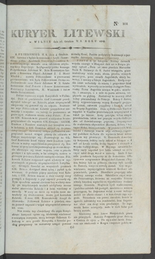 Kuryer Litewski. 1808, numero&nbsp;101