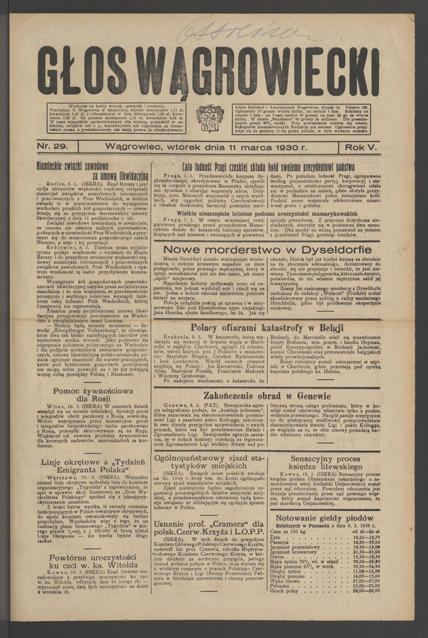 Głos Wągrowiecki. Rok&nbsp;5, 1930, numer&nbsp;29