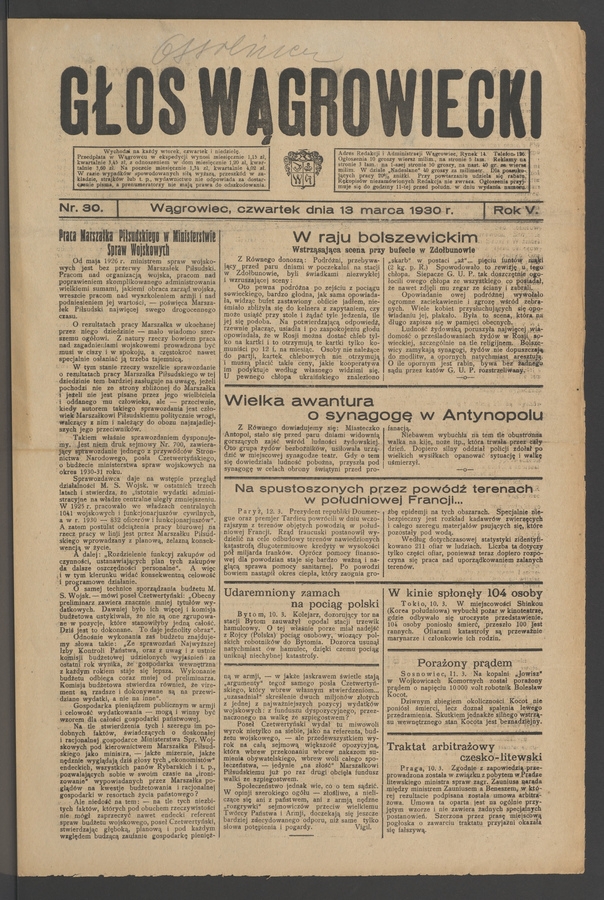 Głos Wągrowiecki. Rok&nbsp;5, 1930, numer&nbsp;30