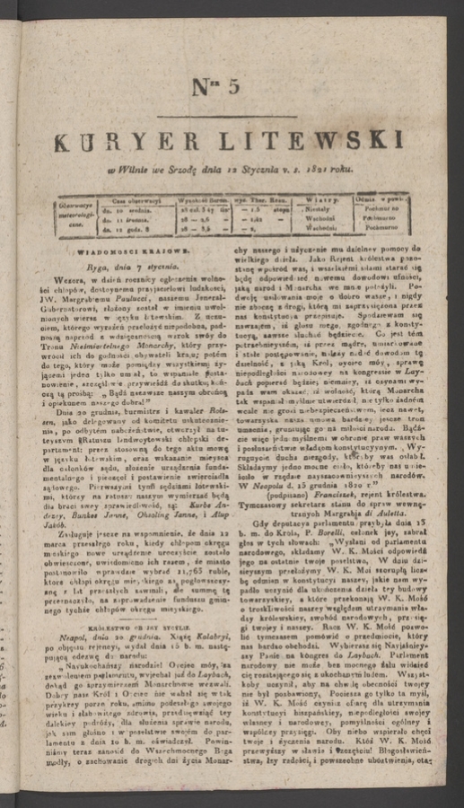 Kuryer Litewski. 1821, numer&nbsp;5