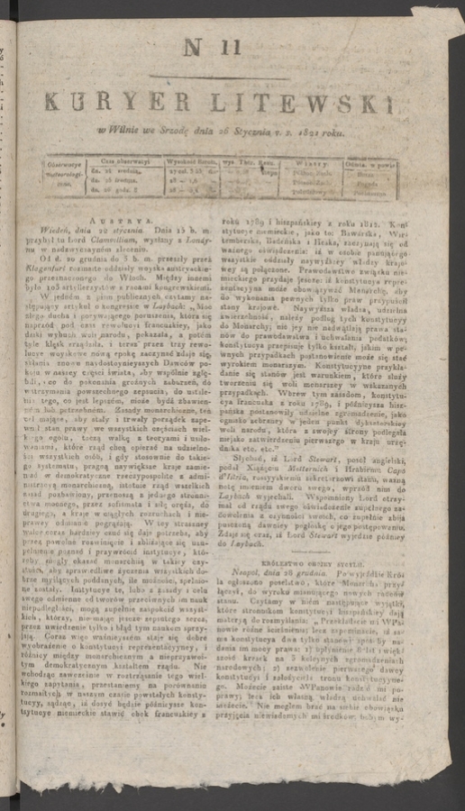 Kuryer Litewski. 1821, numer&nbsp;11
