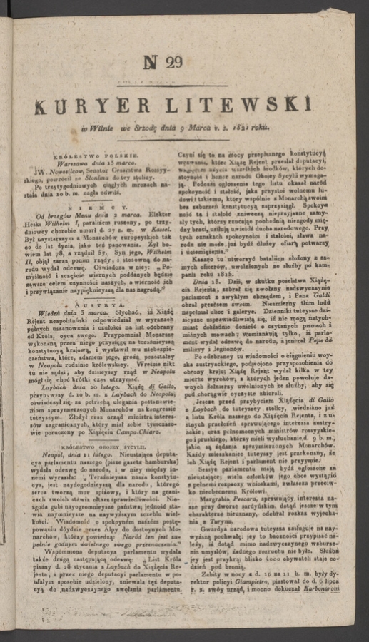 Kuryer Litewski. 1821, numer&nbsp;29