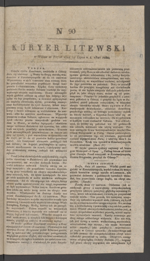Kuryer Litewski. 1821, numer&nbsp;90