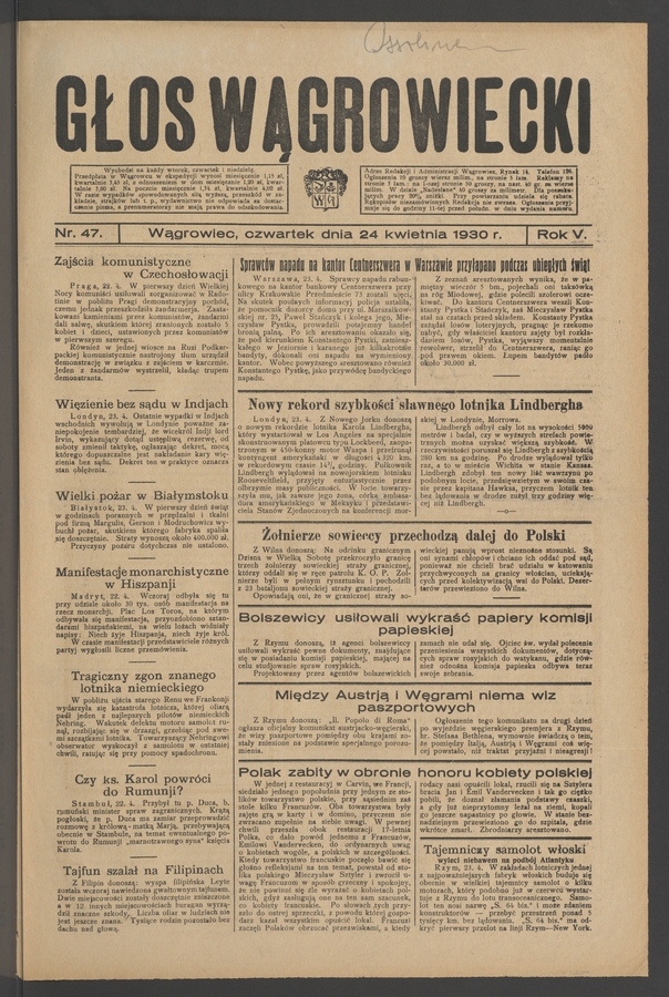 Głos Wągrowiecki. Rok 5, 1930, numer 47