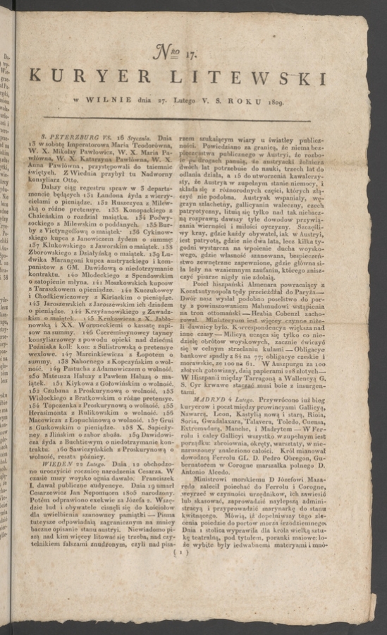 Kuryer Litewski. 1809, numero 17
