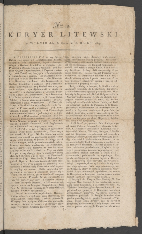 Kuryer Litewski. 1809, numero&nbsp;18
