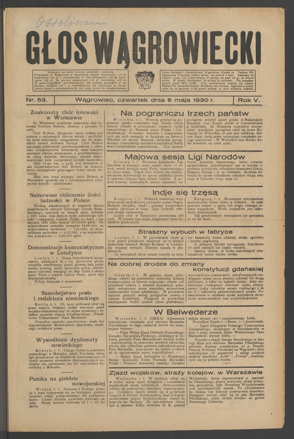 Głos Wągrowiecki. Rok&nbsp;5, 1930, numer&nbsp;53