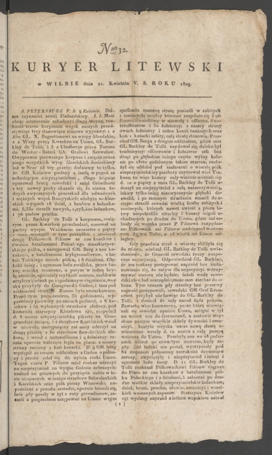 Kuryer Litewski. 1809, numero&nbsp;32