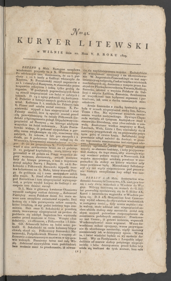 Kuryer Litewski. 1809, numero 41
