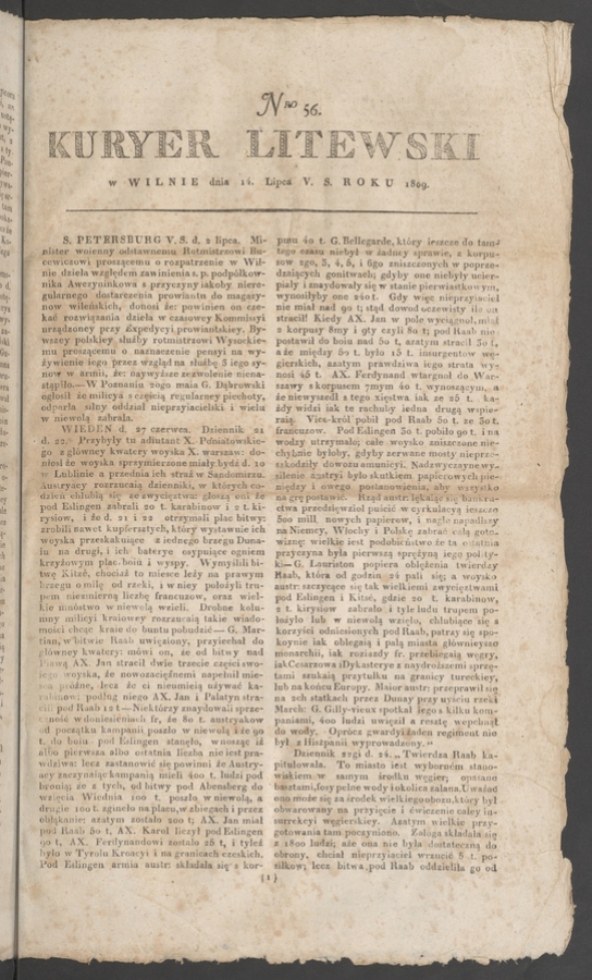 Kuryer Litewski. 1809, numero 56