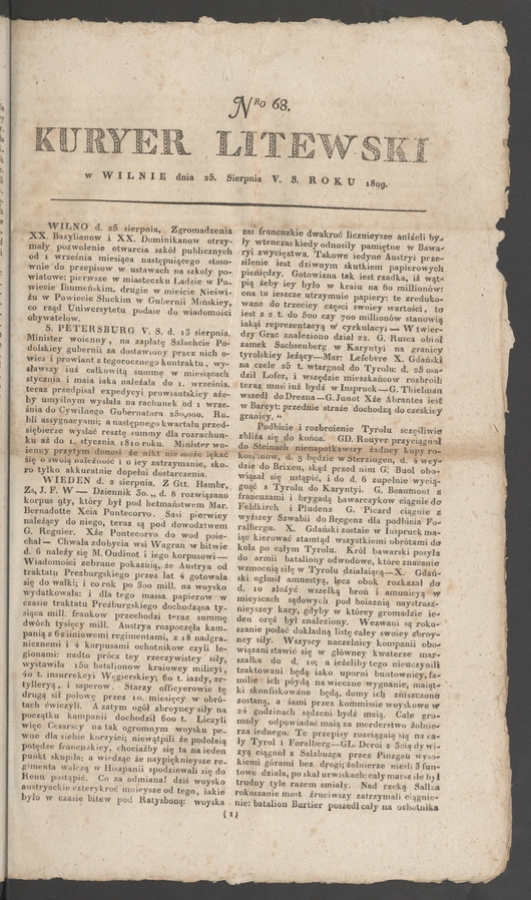 Kuryer Litewski. 1809, numero&nbsp;68
