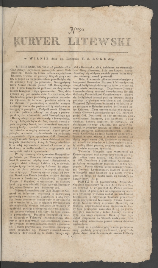 Kuryer Litewski. 1809, numero 90