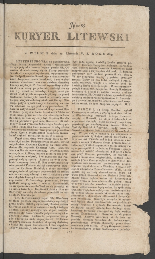 Kuryer Litewski. 1809, numero 95