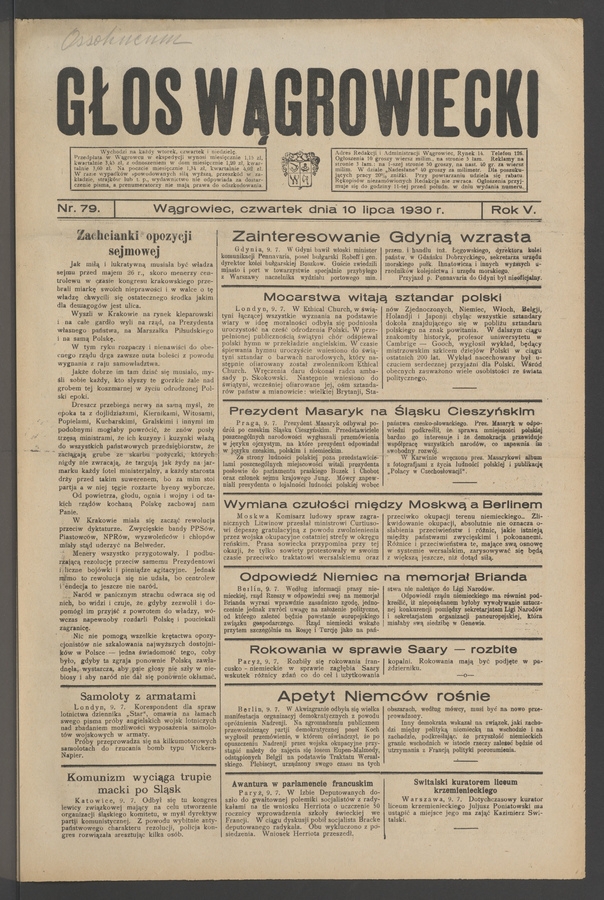 Głos Wągrowiecki. Rok 5, 1930, numer 79