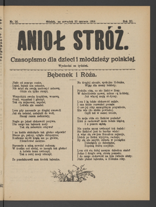 Anioł Str&oacute;ż&nbsp;: czasopismo dla&nbsp;dzieci i&nbsp;młodzieży polskiej. Rok 12, 1904, numer&nbsp;26