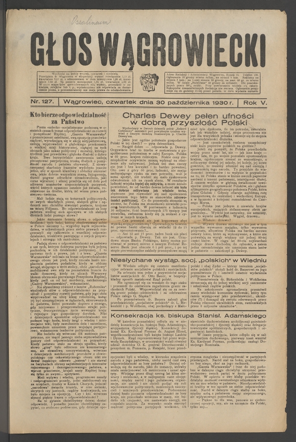 Głos Wągrowiecki. Rok 5, 1930, numer 127