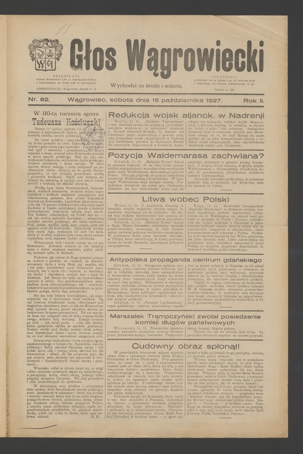 Głos Wągrowiecki. Rok 2, 1927, numer 82