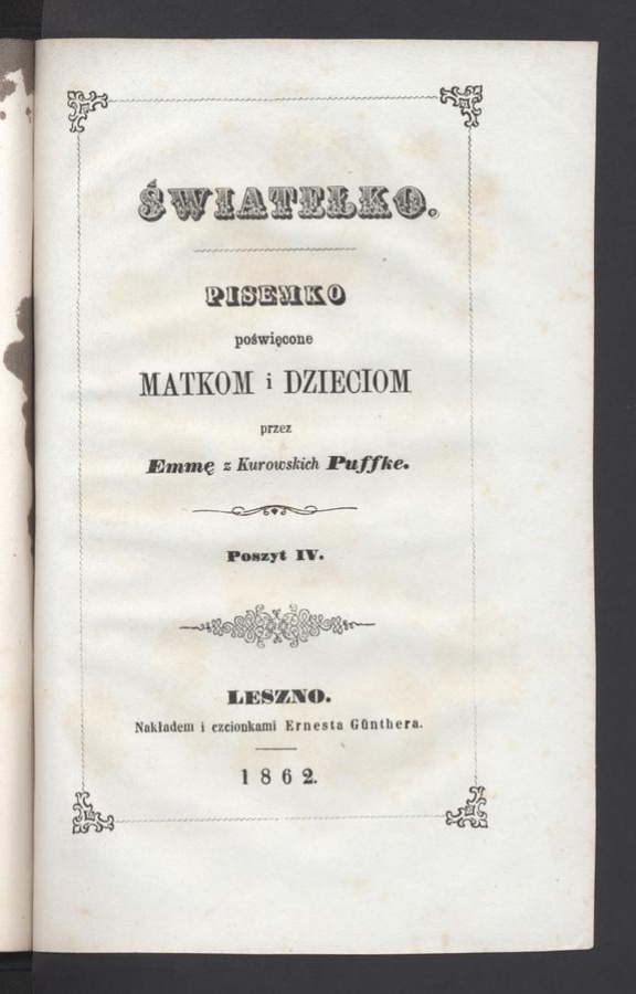 Światełko&nbsp;: pisemko poświęcone matkom i&nbsp;dzieciom,&nbsp;1862,&nbsp;poszyt&nbsp;4