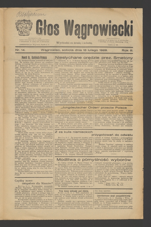 Głos Wągrowiecki. Rok 3, 1928, numer 14