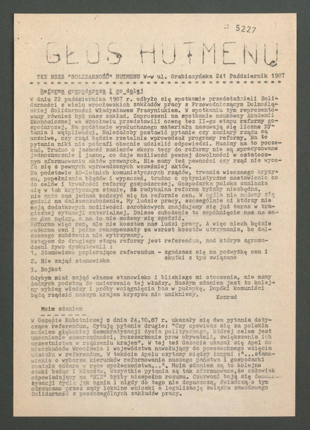Głos Hutmenu. 1987, numer&nbsp;10