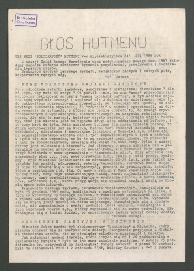 Głos Hutmenu. 1986, numer&nbsp;12