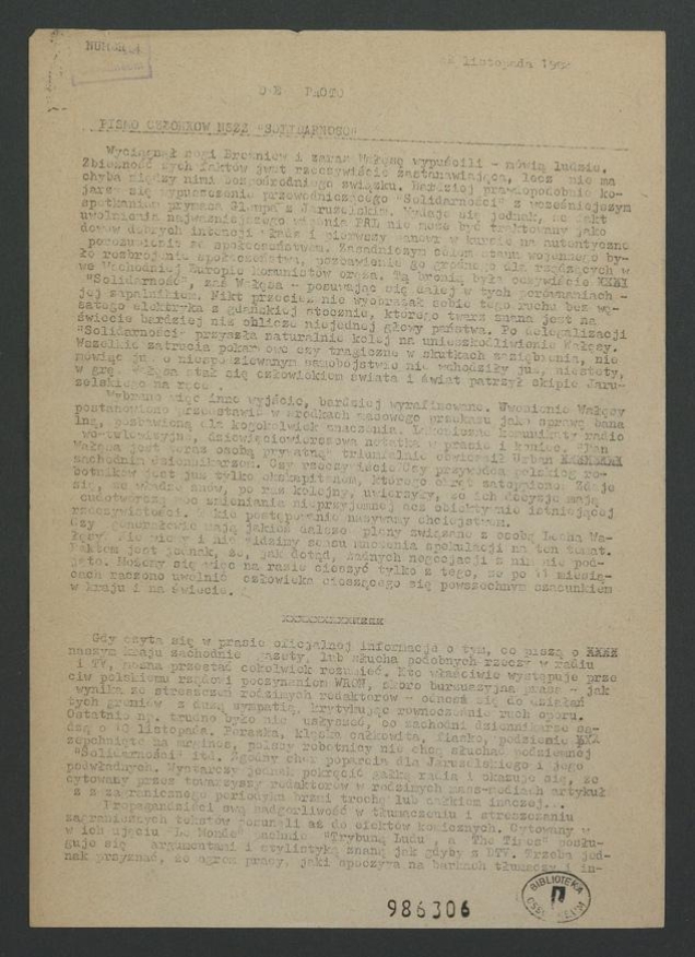 De Facto&nbsp;: pismo członk&oacute;w NSZZ &bdquo;Solidarność&rdquo;. 1982, numer&nbsp;4