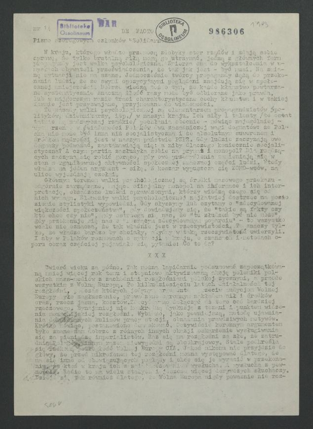 De Facto&nbsp;: pismo szeregowych członk&oacute;w &bdquo;Solidarności&rdquo;. 1983, numer&nbsp;14