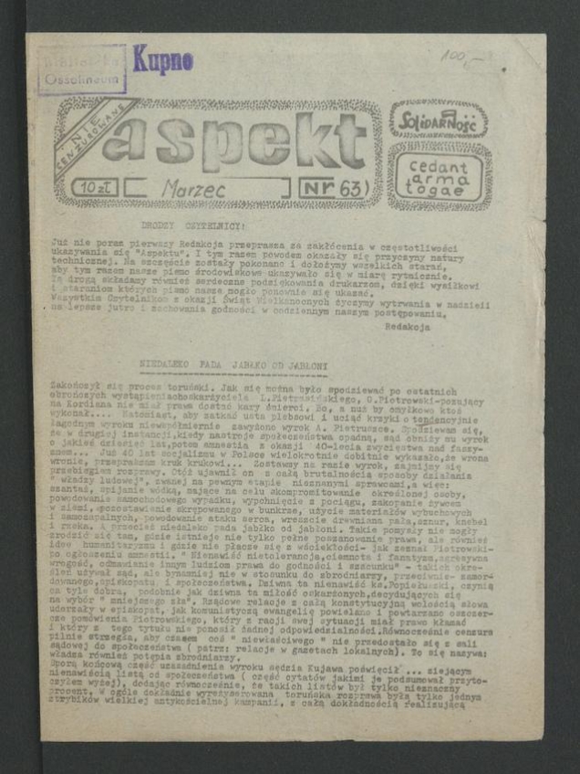 Aspekt. 1985, numer&nbsp;63