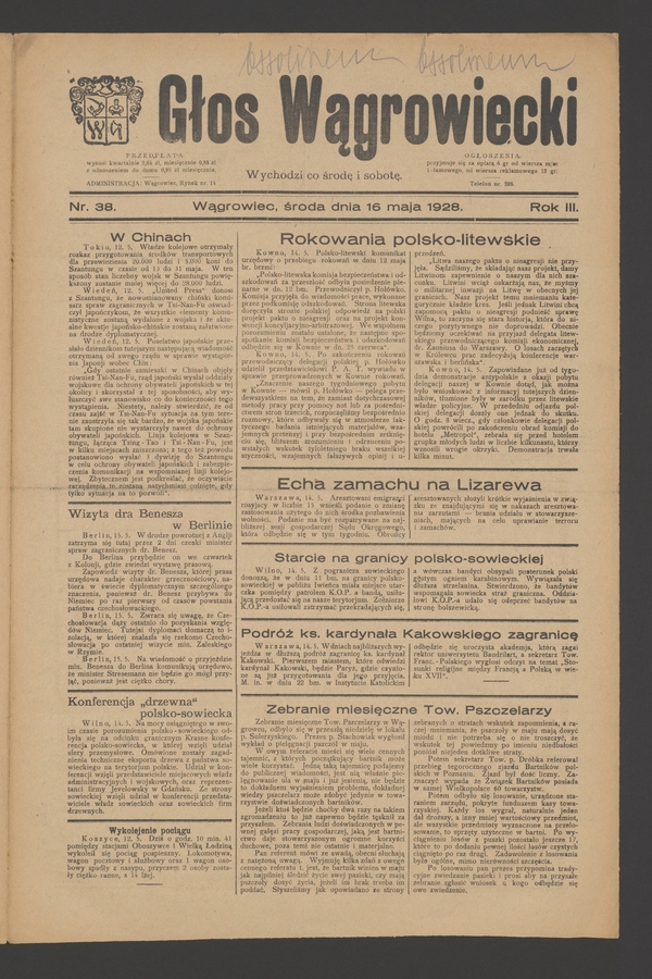 Głos Wągrowiecki. Rok 3, 1928, numer 38