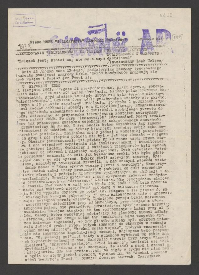 Solidarność AR&nbsp;: pismo NSZZ &bdquo;Solidarność&rdquo; Akademii Rolniczej we Wrocławiu. 1982, numer&nbsp;16&nbsp;(28)