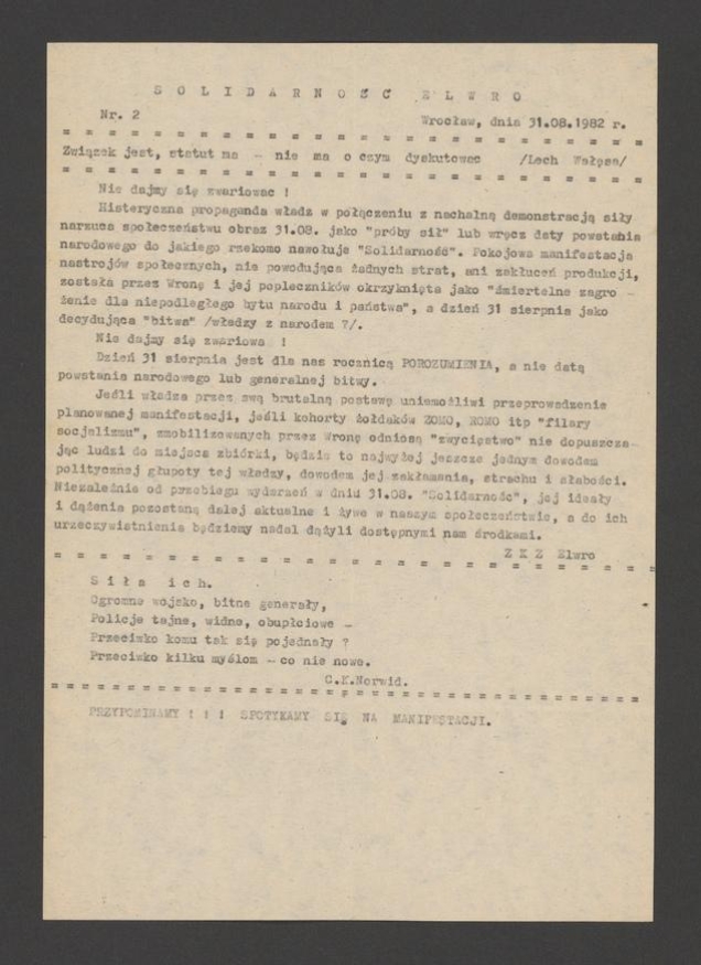 Solidarność Elwro. 1982, numer&nbsp;2