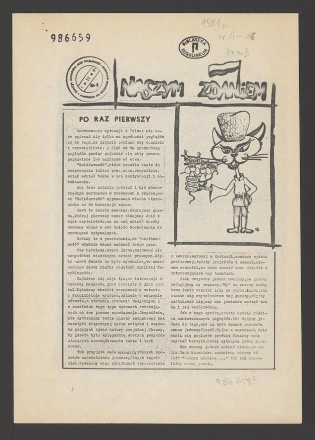 Naszym Zdaniem. 1981, numer&nbsp;1