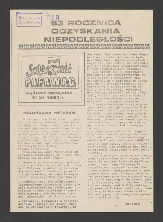 Solidarność Pafawag. 1981, numer&nbsp;11, wydanie specjalne