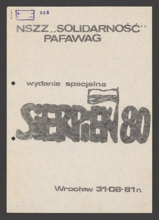 Solidarność Pafawag. 1981, numer&nbsp;8, wydanie specjalne